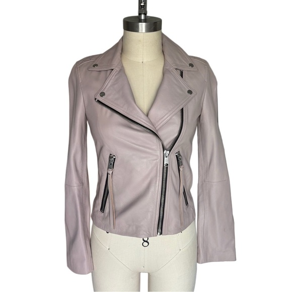AllSaints Blush Leather Jacket, size S, NEW - Picture 2 of 8